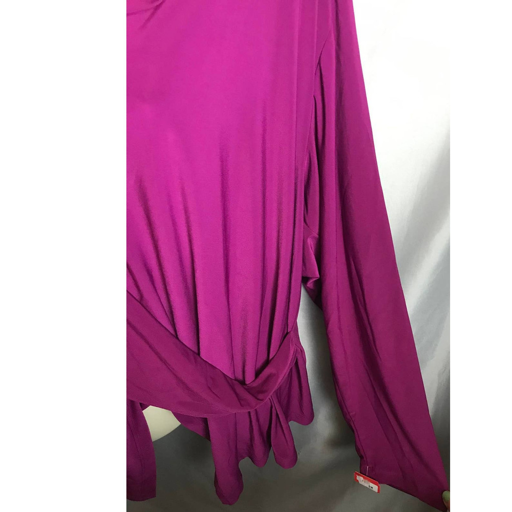 Effortless Style Purple Blouse Womens 3X NWT Collared V Neck LS QVC - Picture 6 of 6